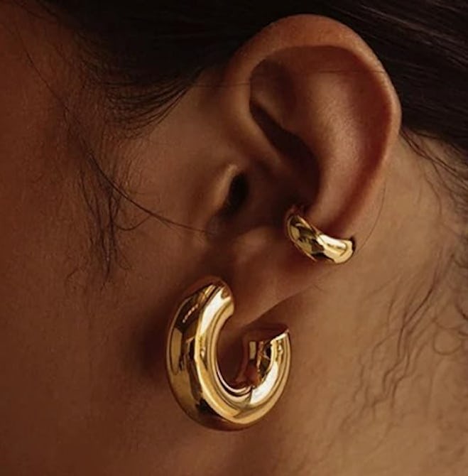 CONRAN KREMIX Chunky 14K Gold Hoop Earrings