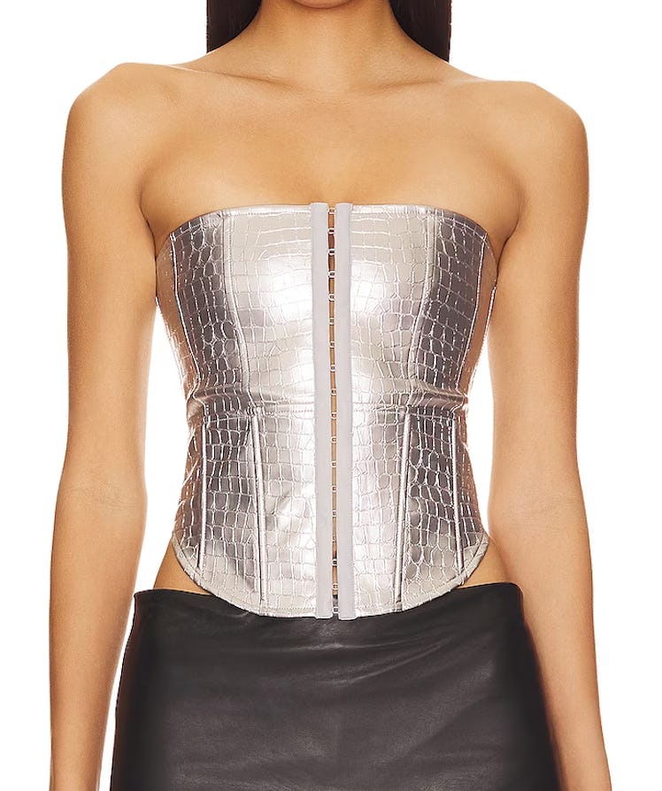 silver corc embossed corset