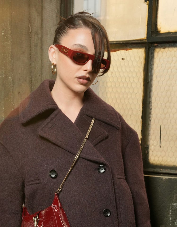 Emma Chamberlain at Gucci RTW Fall 2024 as part of Milan Ready to Wear Fashion Week held on February...