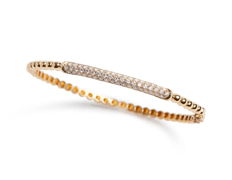 Vintage 18KT Ball And Diamond Bangle