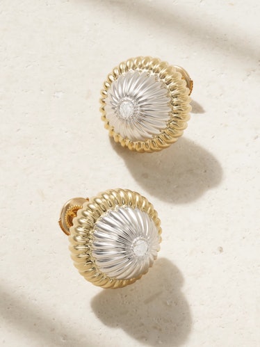 9-Karat Yellow And White Gold Diamond Earrings
