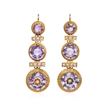 Antique Amethyst And Pearl Earrings