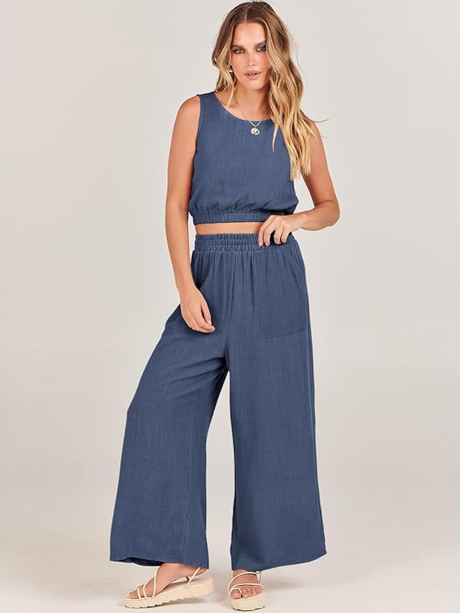 ANRABESS Sleeveless Two-Piece Jumpsuit