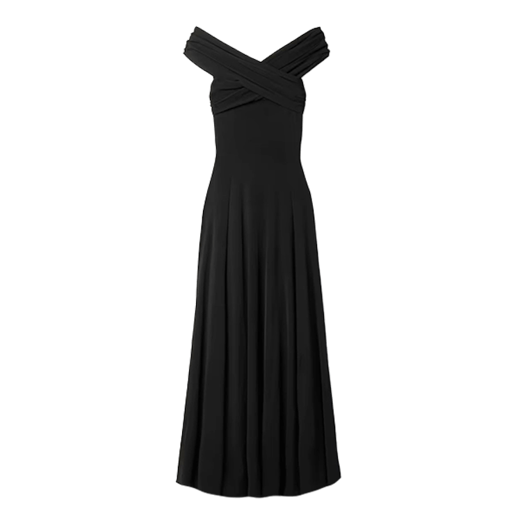 Bruna Off-The-Shoulder Gathered Stretch-Jersey Maxi Dress