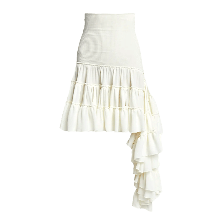 Ruffled Aysmetric Hem Mini Skirt