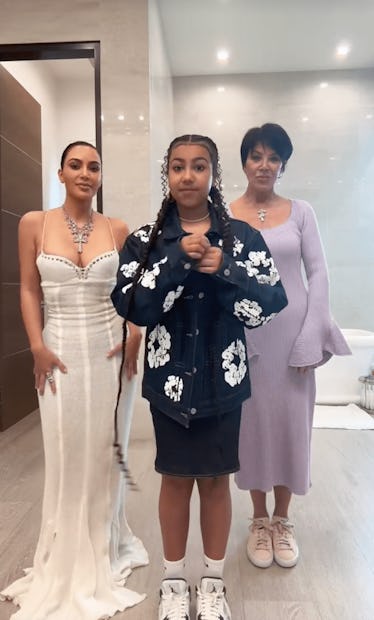 Kim Kardashian, North West, and Kris Jenner in a Tiktok, March 31, 2024.