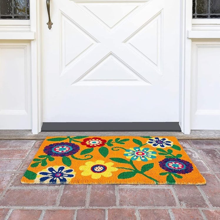 Juvale Floral Design Coir Doormat