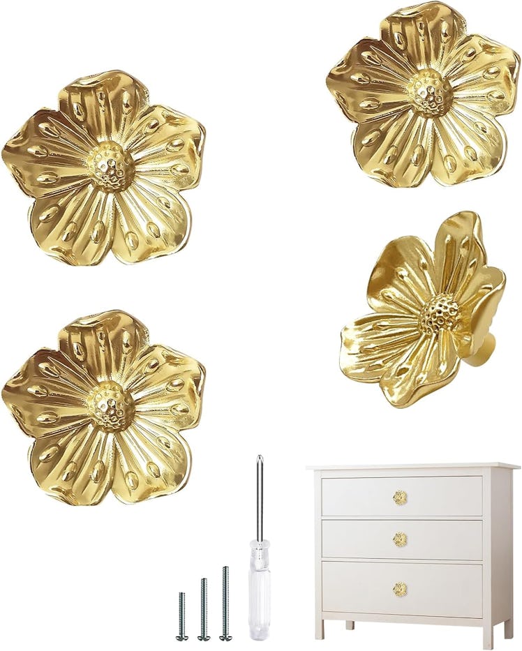 Redeam Flower Brass Cabinet Knobs (4-Pieces)