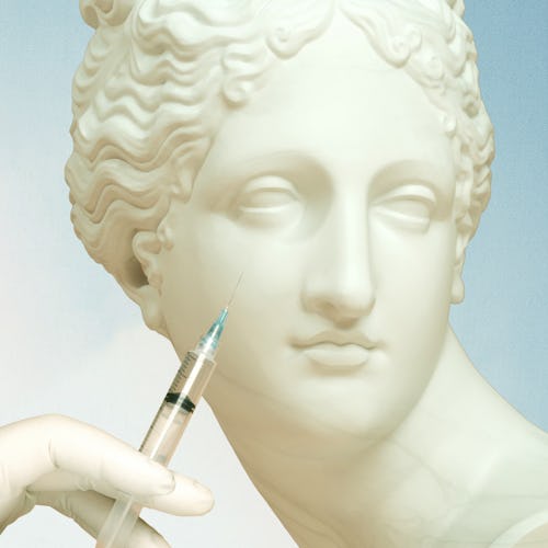 a syringe with a marble statue head, representing the best in-office treatment winners of the TZR Be...