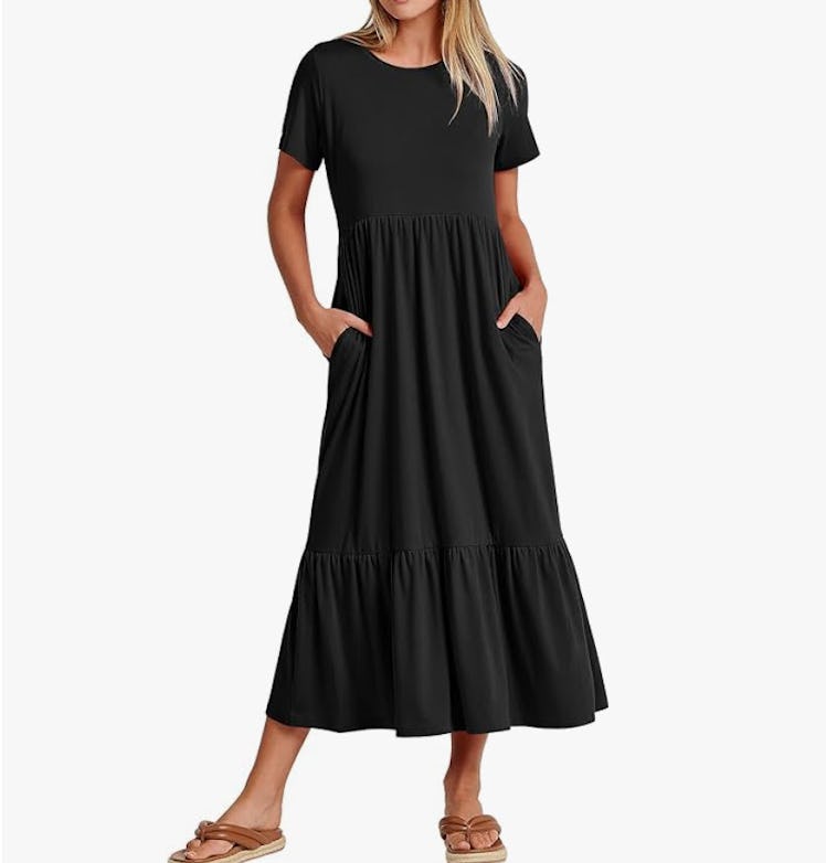 ANRABESS Short Sleeve Crewneck Swing Dress