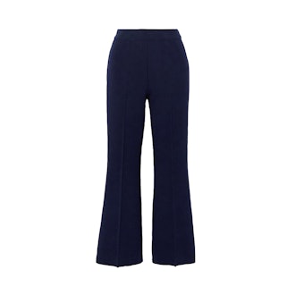 High Sport Kick Cropped Stretch-Cotton Flared Pants