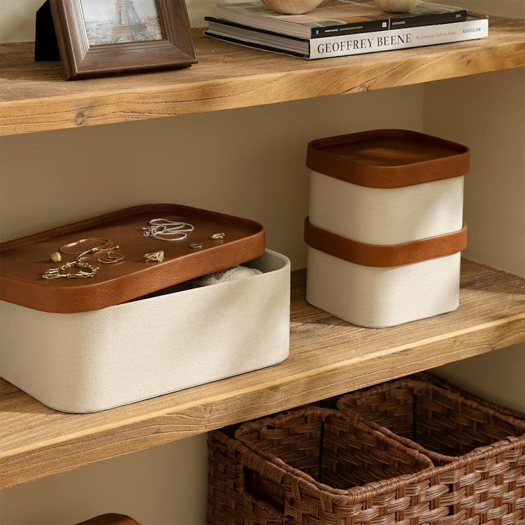 LA JOLIE MUSE Beige Decorative Storage Boxes With Lids