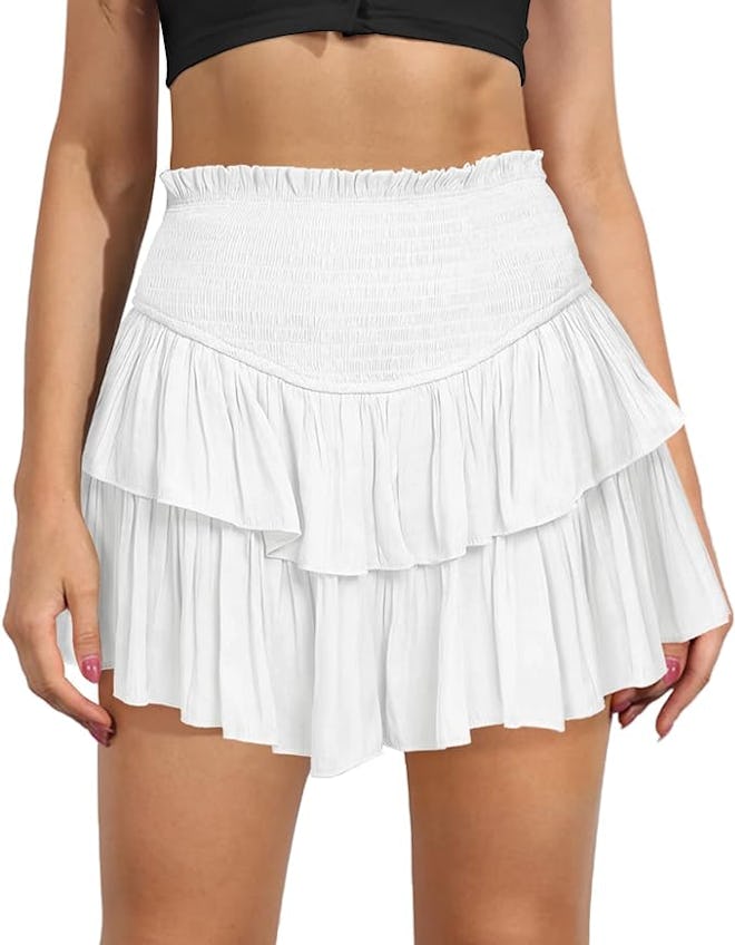 MIYIEONZ High Waist Ruffle Mini Skirt 