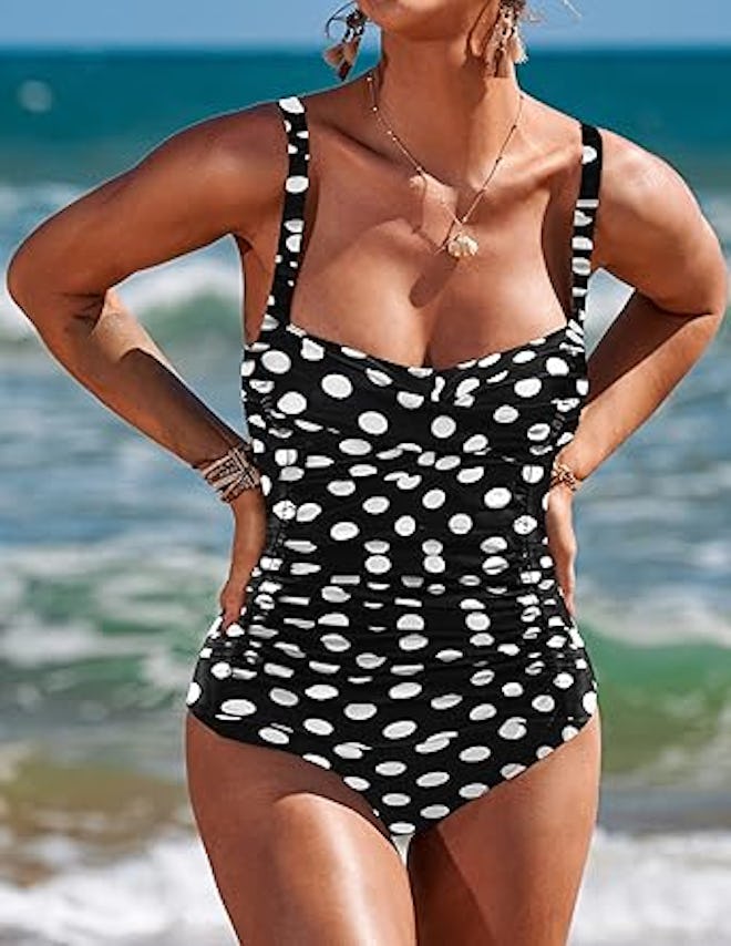 Ekouaer Retro Ruched Swimsuit