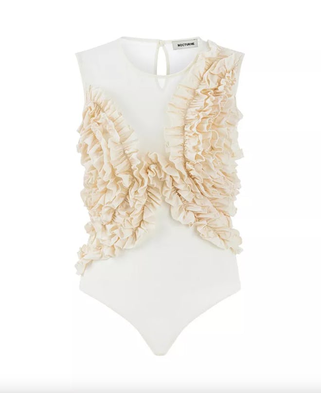 Tulle Bodysuit with Ruffle Detail