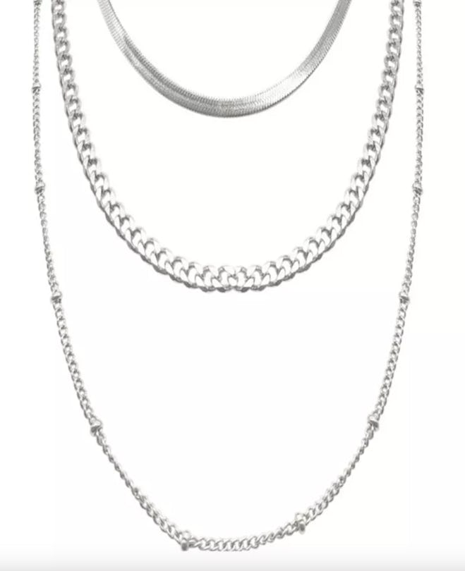 Adjustable Plated Triple Layered Chain Necklace