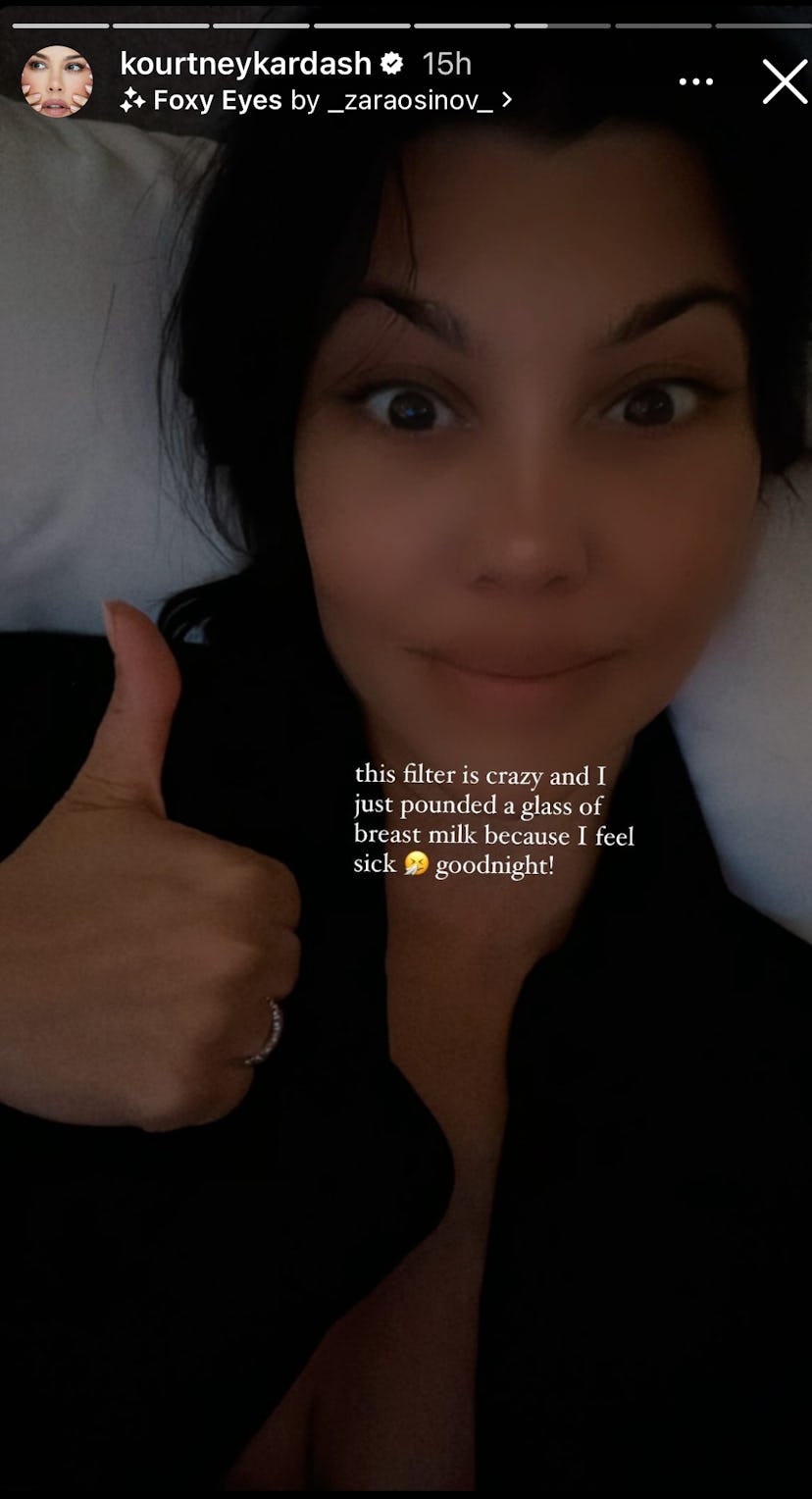 A screenshot from Kourtney Kardashian's Instagram Story