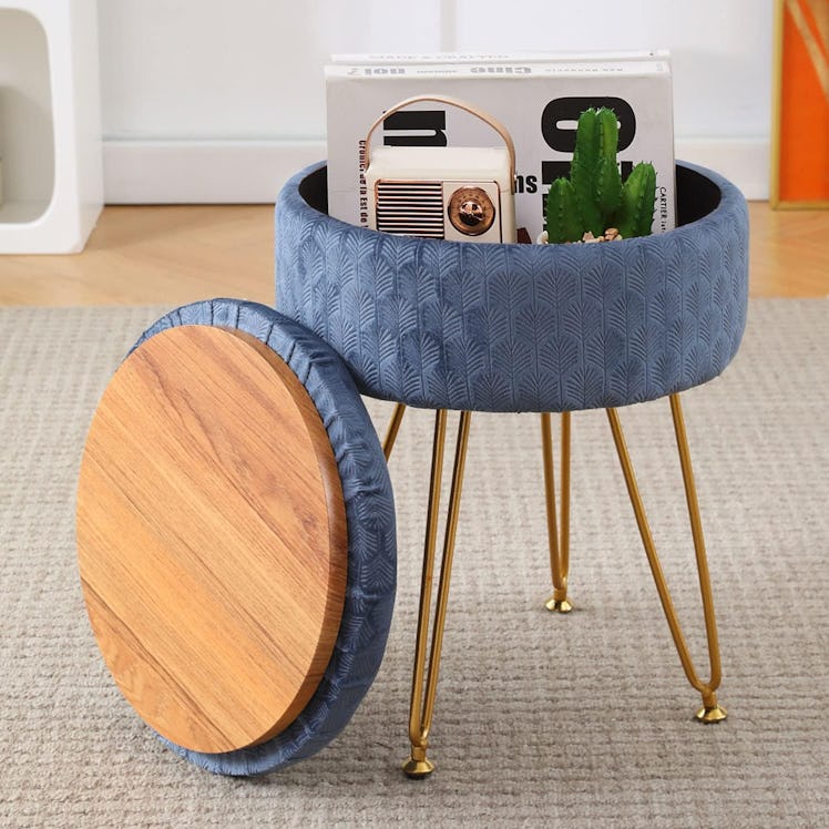 Cpintltr Foot Stool Velvet Storage Ottoman
