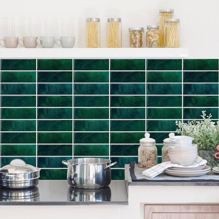 DEWOO Green Peel-And-Stick Kitchen Backsplash