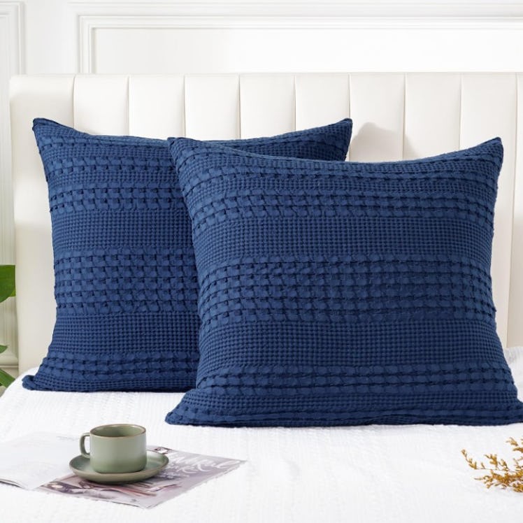 PHF Cotton Waffle Weave Throw Pillow Covers (2-Pack)
