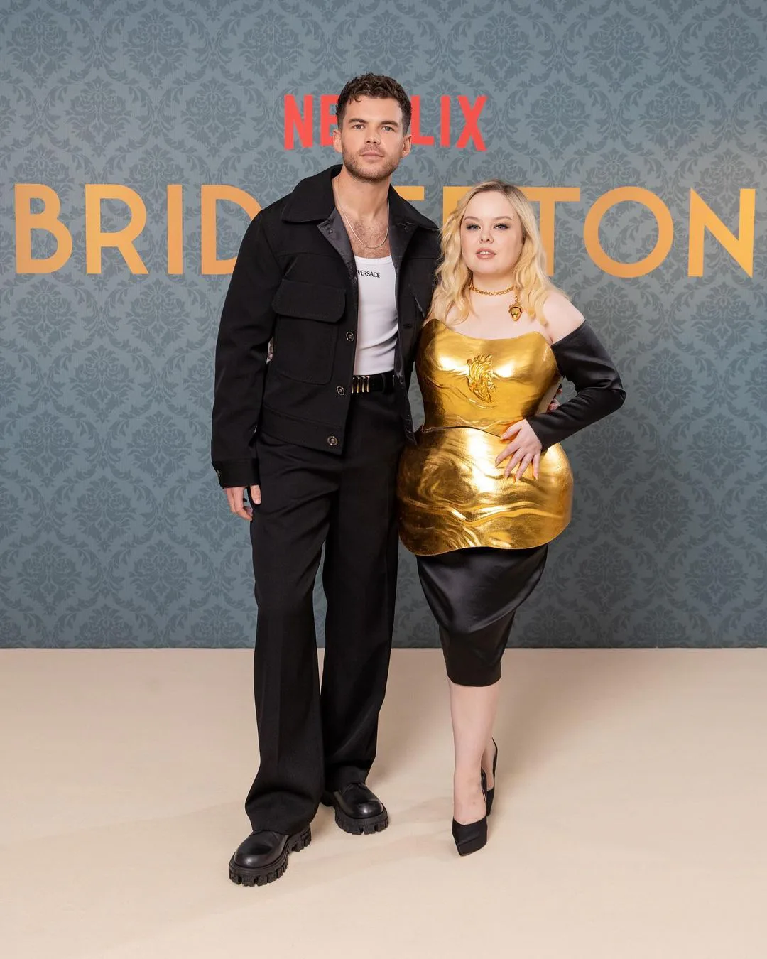 nicola coughlan gold dress Every Outift Nicola Coughlan Wore During Her Bridgerton Tour