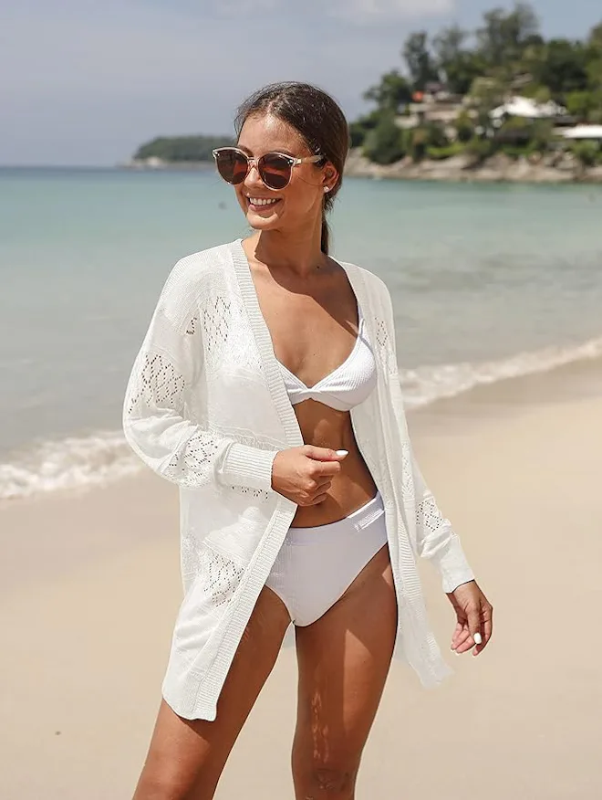 GRECERELLE Lightweight Long-Sleeve Crochet Cardigan