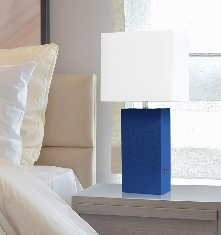 Elegant Designs Leather USB Table Lamp