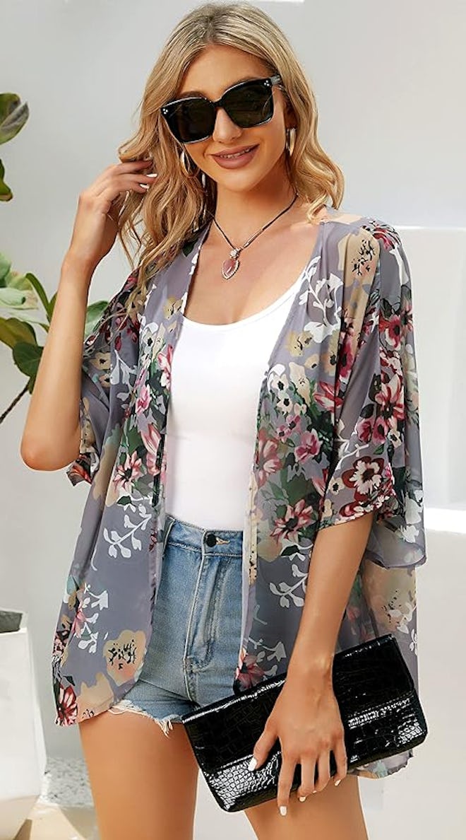 CHICGAL Printed Puff Sleeve Cardigan Cover-Up 