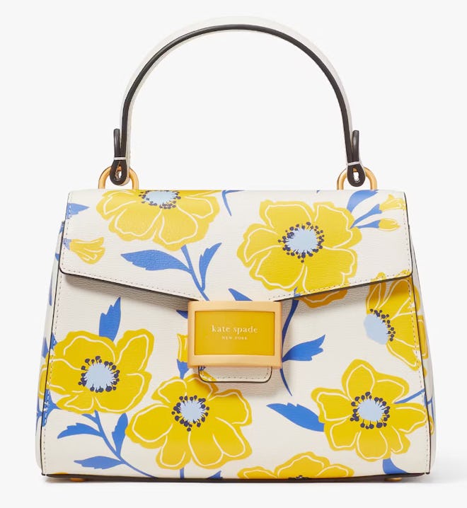 Kate Spade Katy Sunshine Floral Textured Leather Small Top-handle Bag
