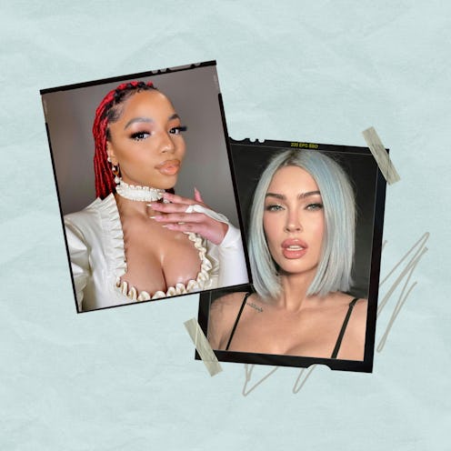 chloe bailey red locs megan fox blue hair wig