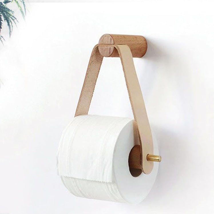koofull Wood & Leather Wall Toilet Paper Holder