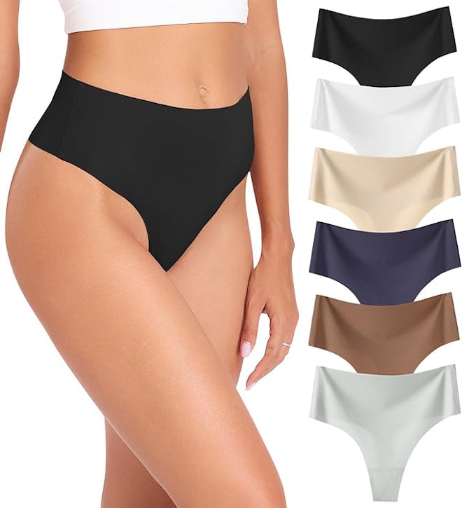 Wealurre High Waisted Seamless Thongs (6-Pack)