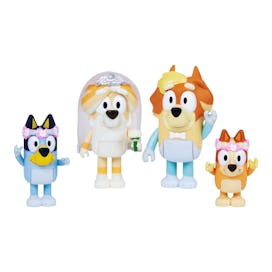 A new 'Bluey' Wedding Time! Figurine four-pack is available at Walmart and on Amazon, featuring mini...