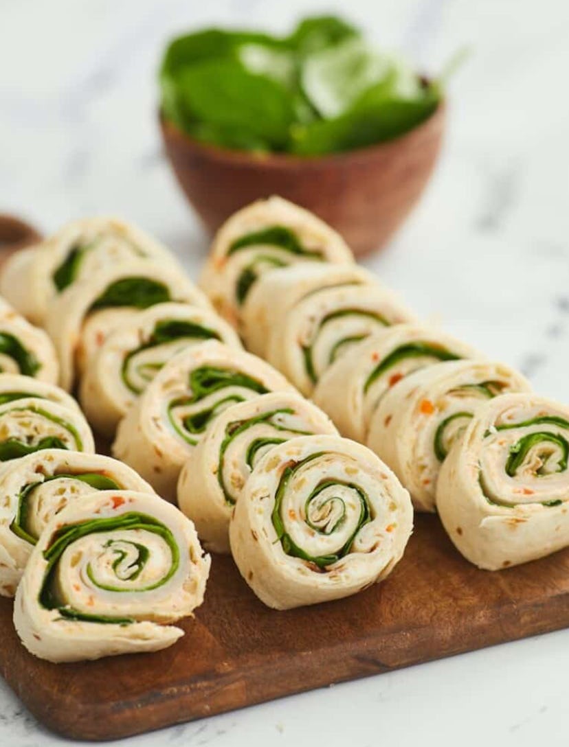Turkey pinwheels are one of the best make-ahead snacks for toddlers.