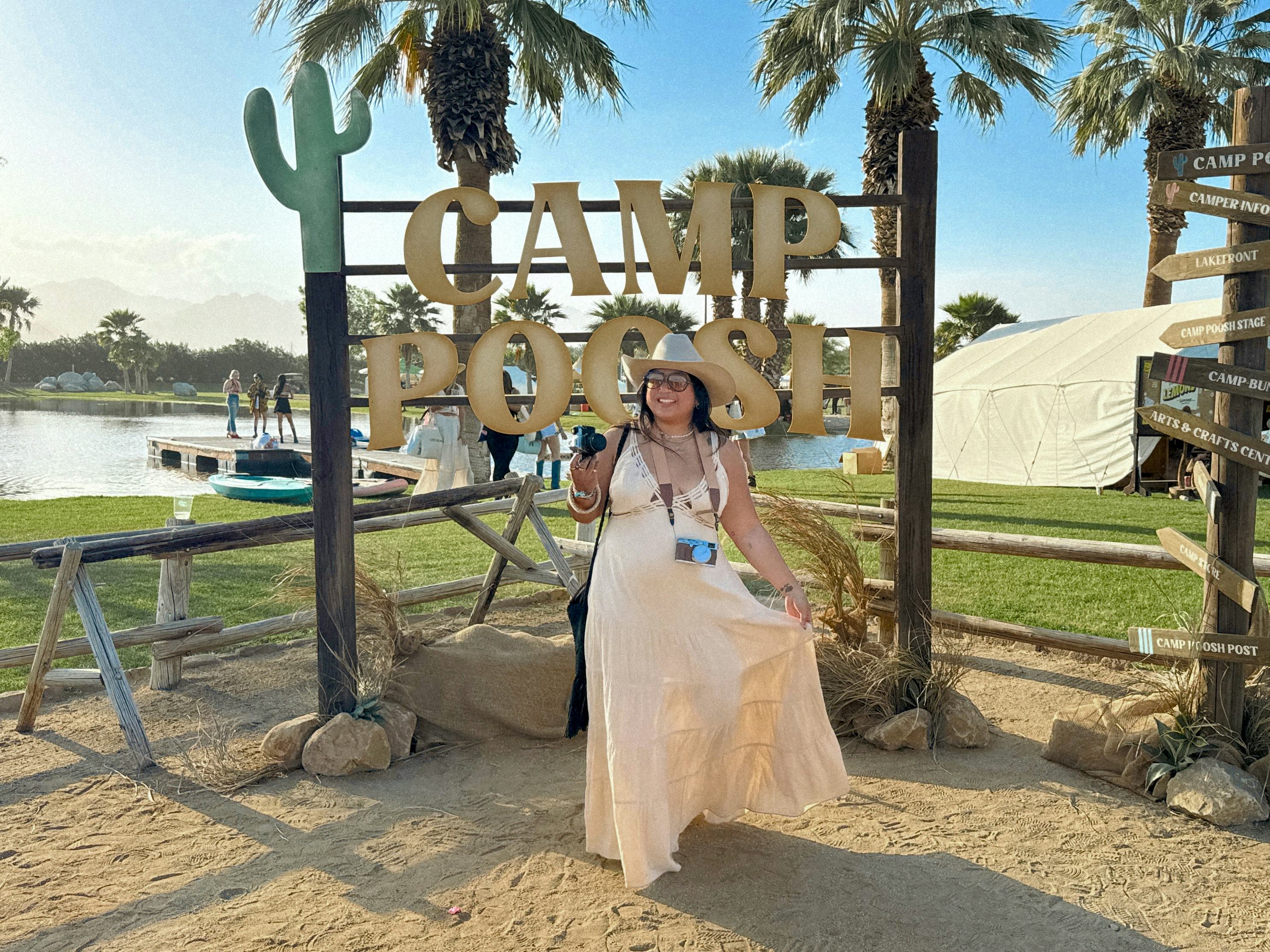 Writer Kristin Corpuz at Kourtney Kardashian's Camp Poosh 2024 for Elite Daily.