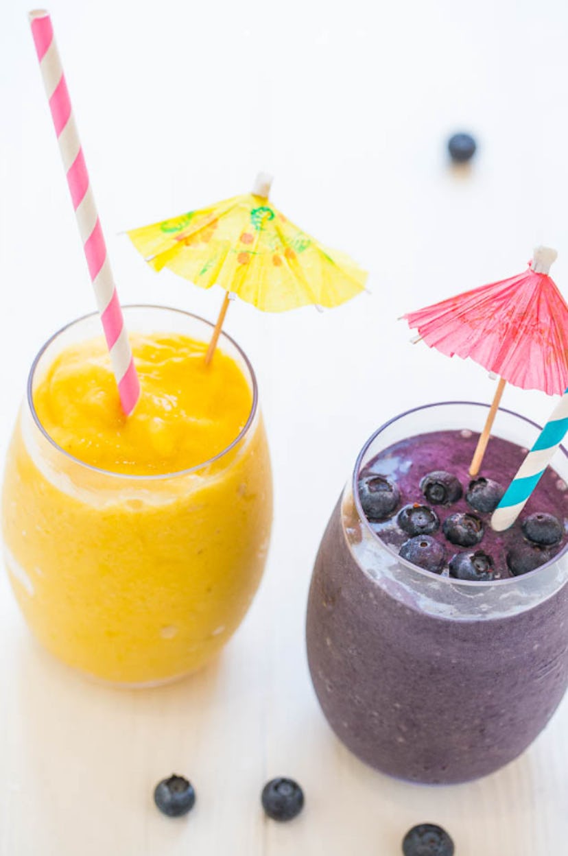 Make-ahead smoothie freezer packs are a make-ahead snack idea for toddlers.
