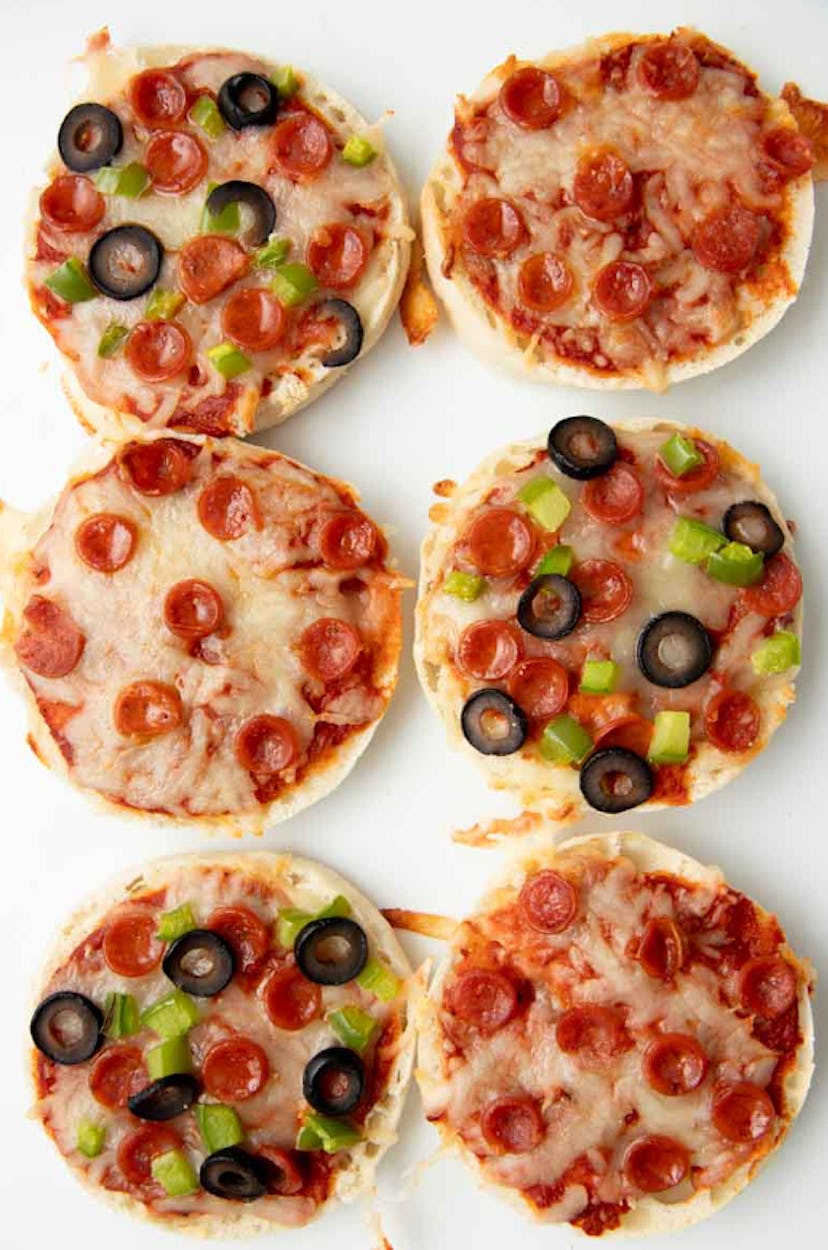 One of the top easy toddler lunch ideas are English muffin pizzas.