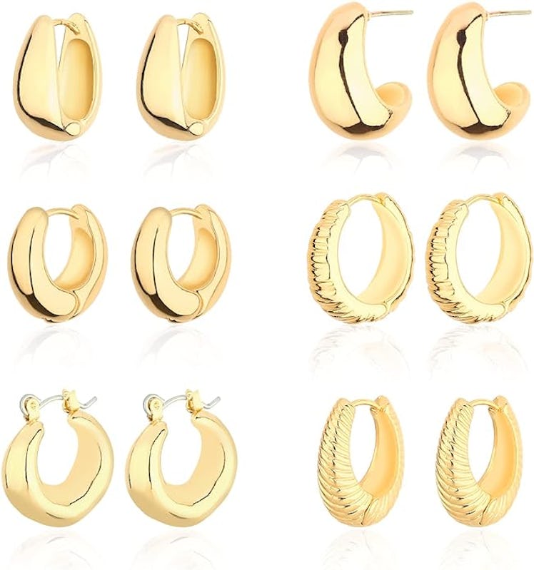 Wgoud Chunky Hoop Earrings Set