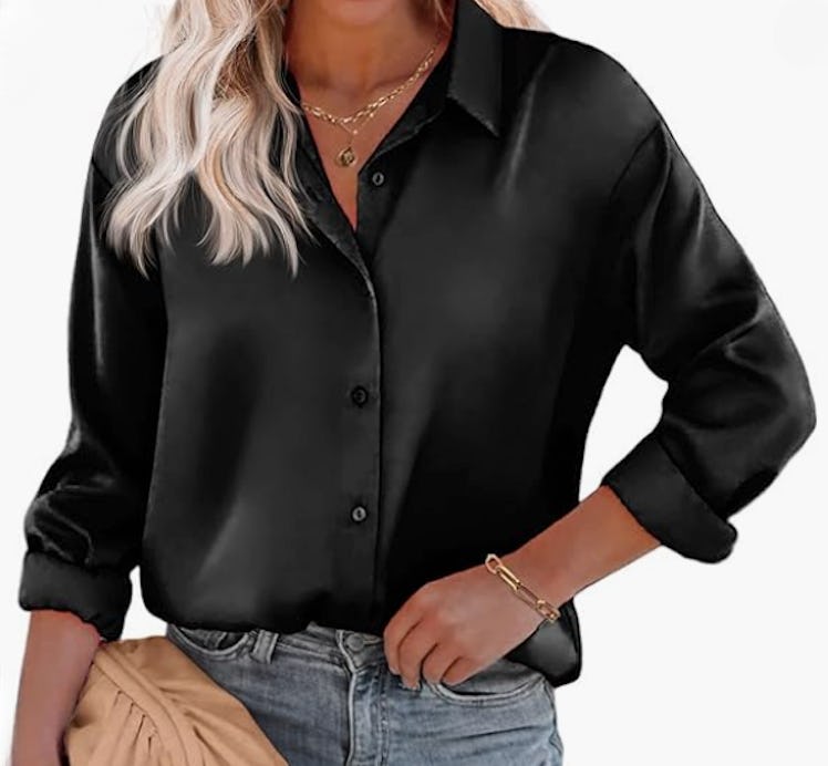 Chigant Satin Button-Down Shirt