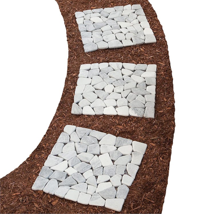 Bits and Pieces Square Marble Riverstone Stepping Stones (3-Pack)