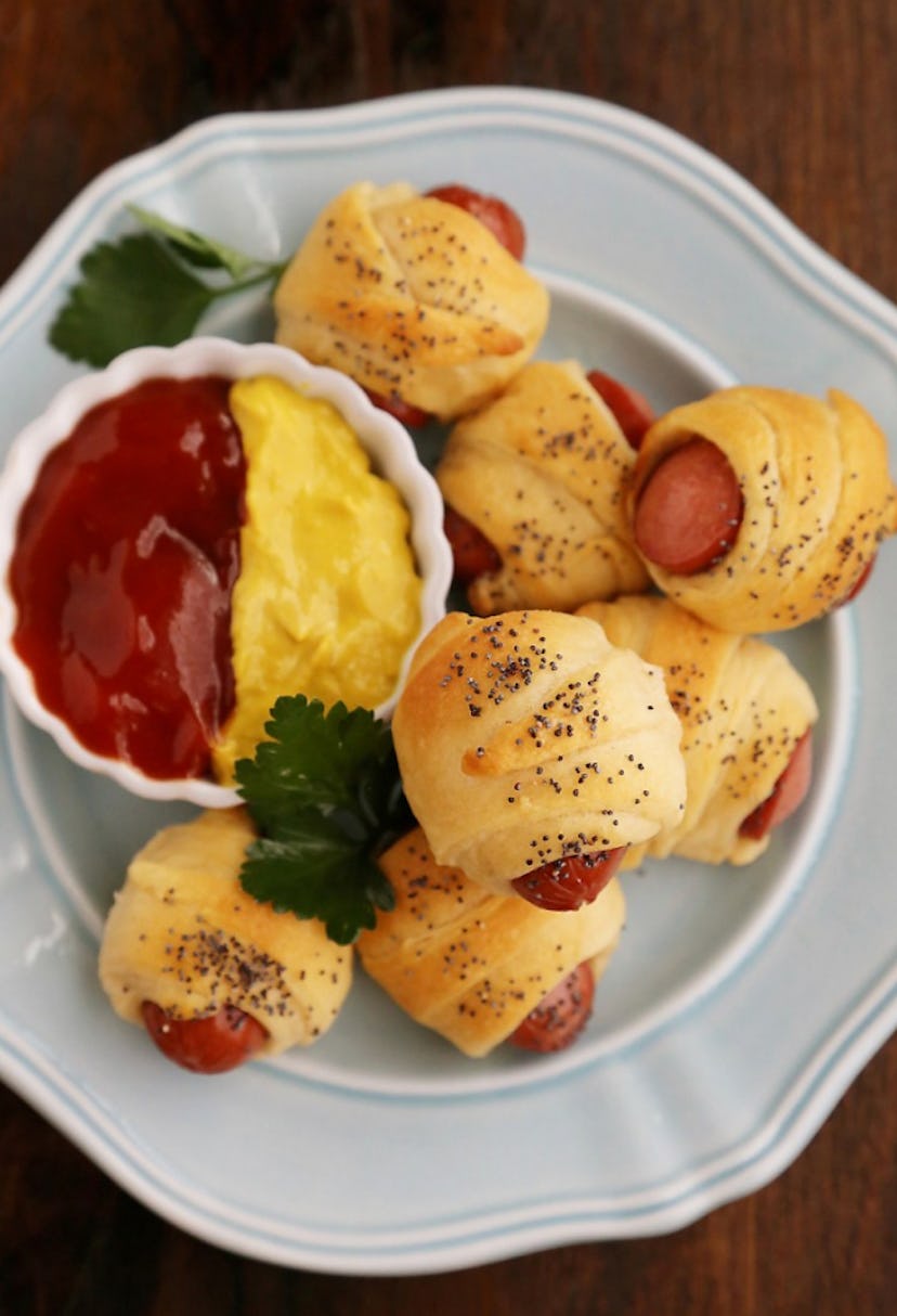 Hot dog roll ups are an easy toddler lunch idea.