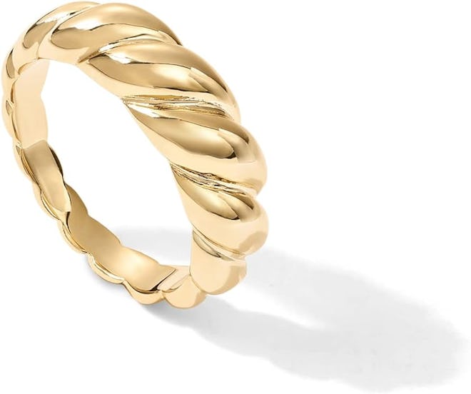 PAVOI 14K Gold Plated Croissant Dome Ring