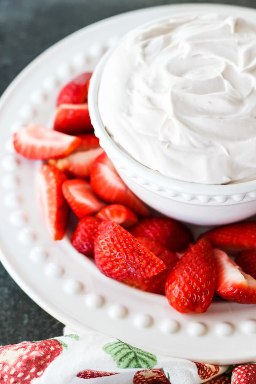 Strawberry fruit dip is a great make-ahead snack for toddlers.