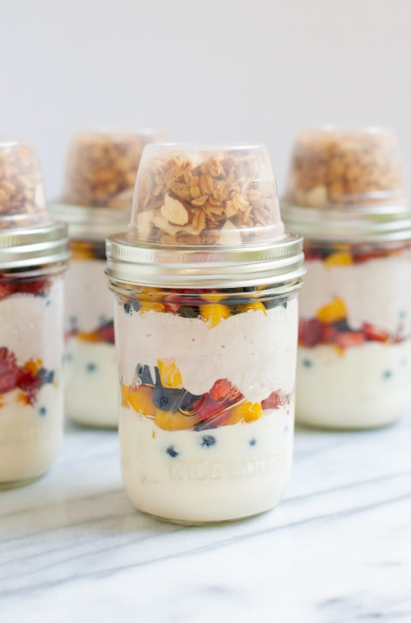 Fruit and yogurt parfaits are an easy make-ahead snack for toddlers.