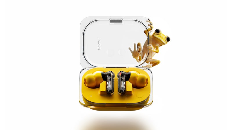 Nothing Ear A wireless earbuds in yellow.