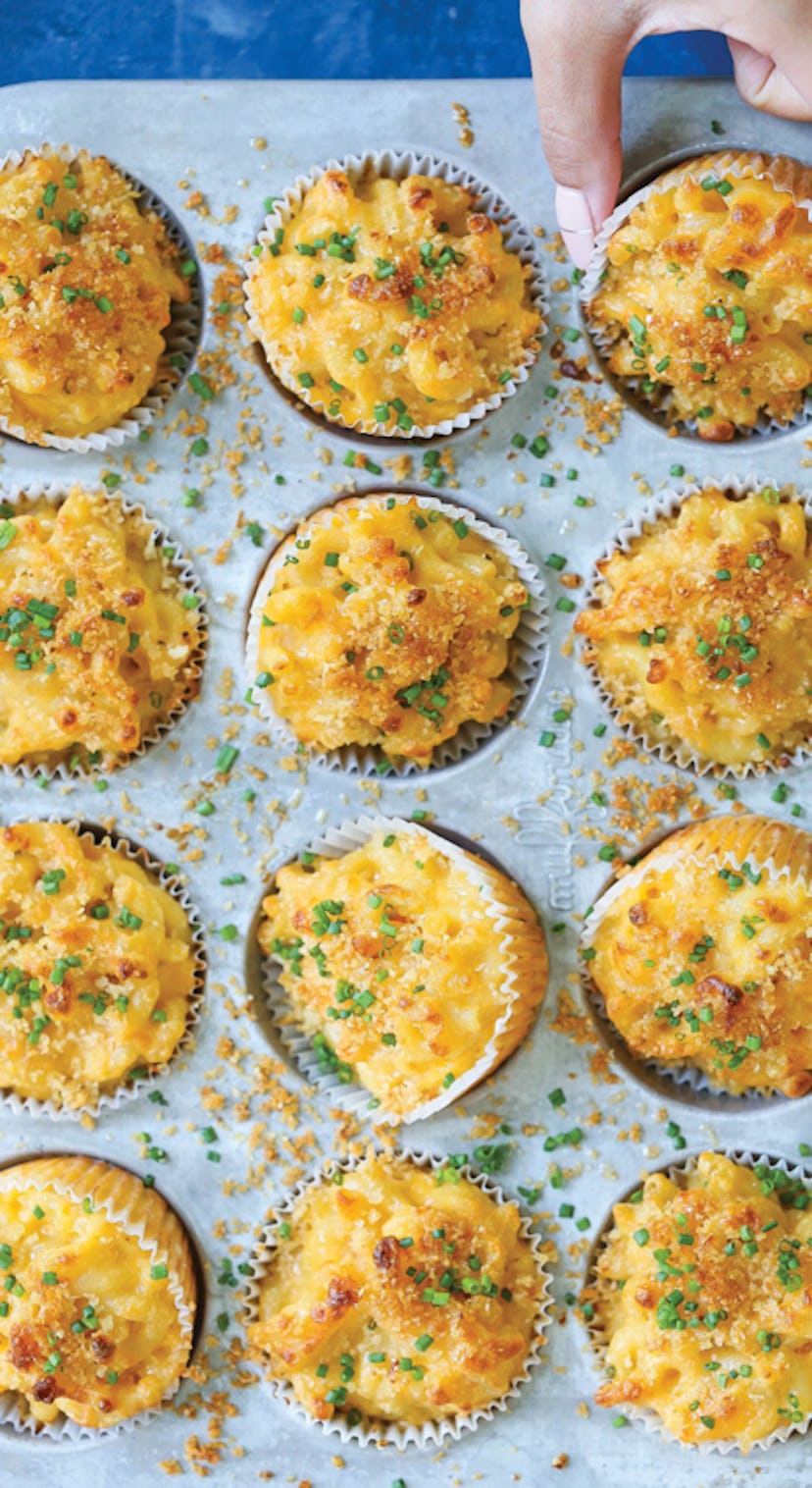 Mac and cheese cups are an easy toddler lunch idea.