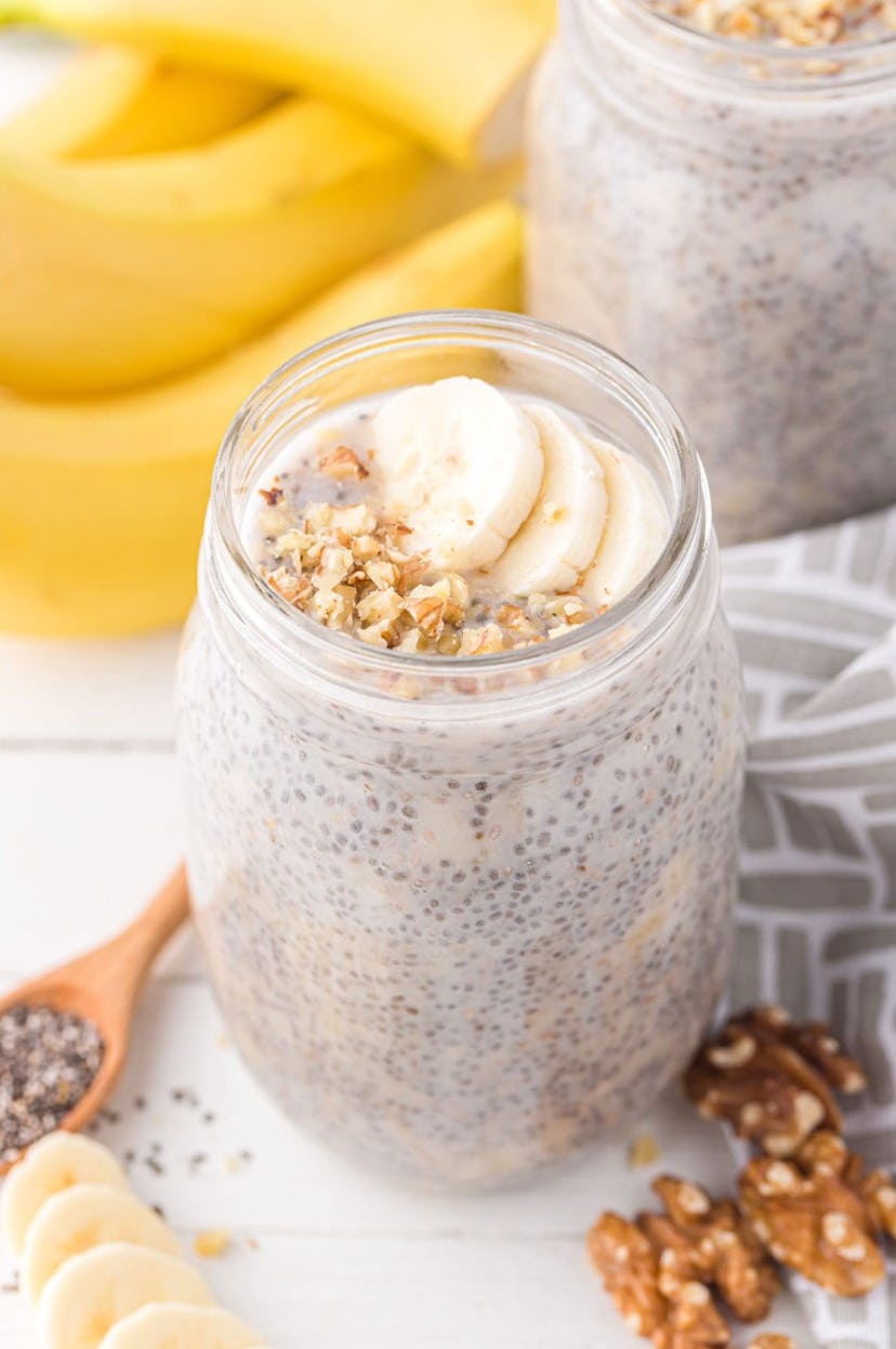 An easy make-ahead snack for toddlers is banana chia pudding.