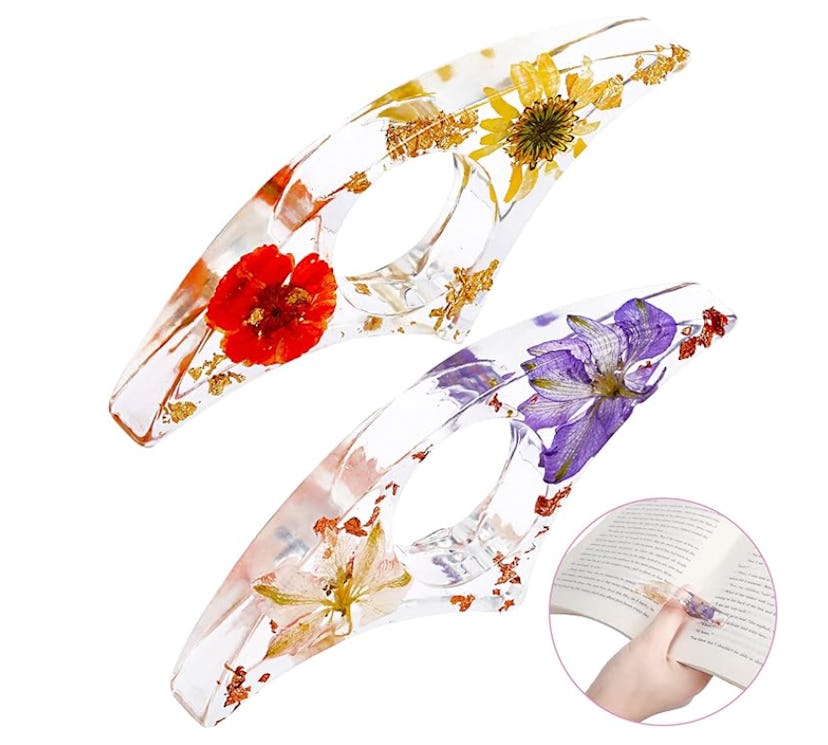 2 Pieces Dried Flower Resin Book Page Holder