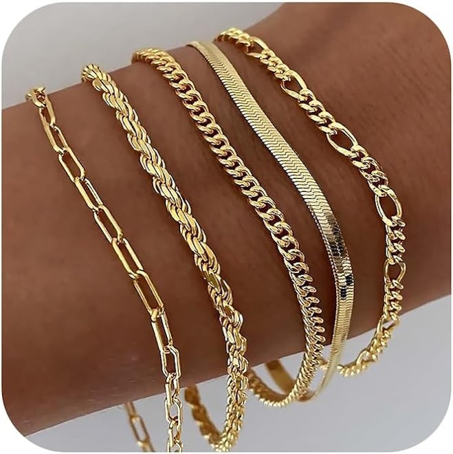 DEARMAY Gold Bracelets (5 Pieces)