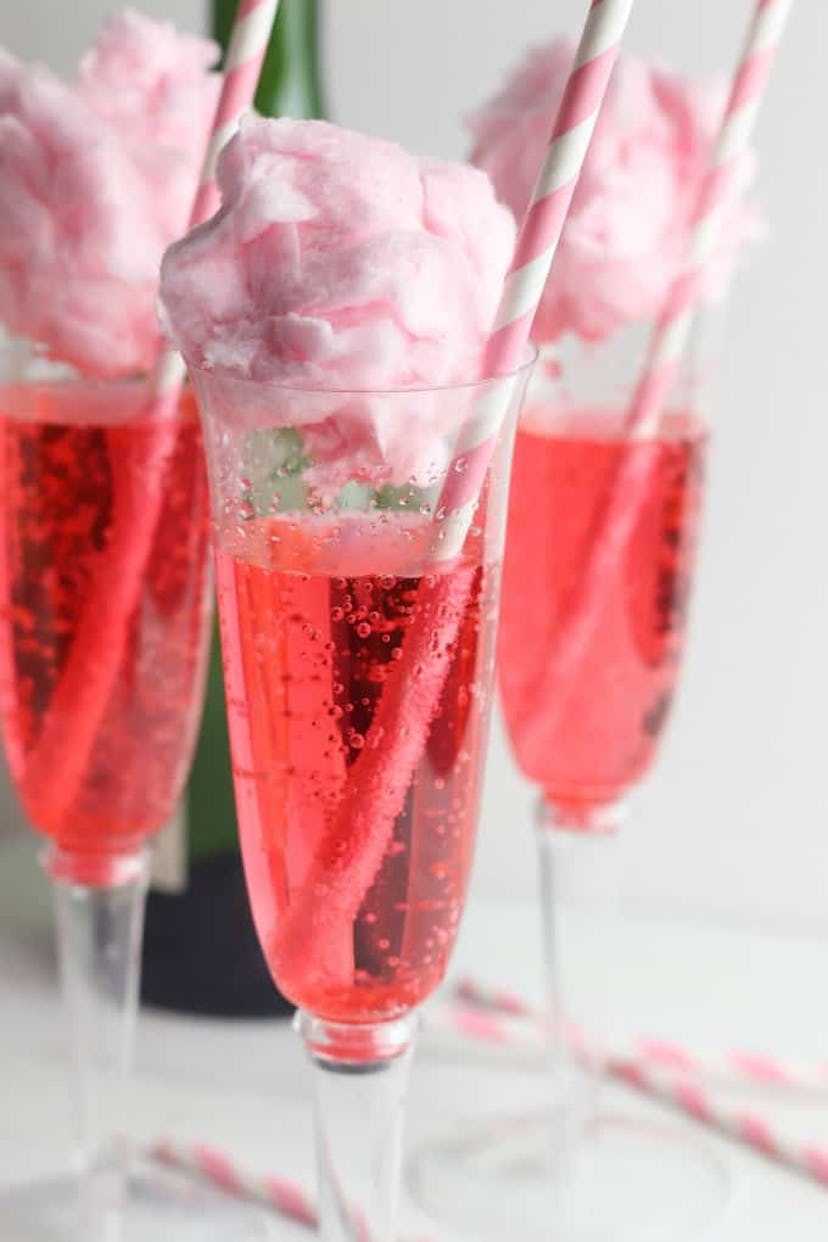 Cotton candy champagne cocktails in a list of Taylor Swift party food ideas